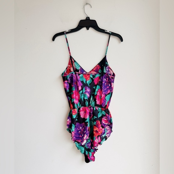 🌸 VINTAGE 90s St. Michael’s Floral Satin Teddy | Size M / US 8 - Picture 2 of 4